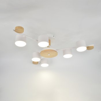 Люстра потолочная 6хGX53 Венто Белая+Дерево 670х640х175мм General