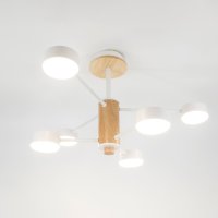 Люстра потолочная  6хGX53 Элизиум Белая+Дерево 600х665мм General