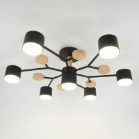 Люстра потолочная 7хGX53 Альберо Черная+Дерево 665х205мм General