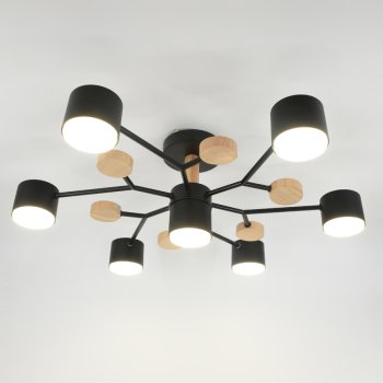 Люстра потолочная 7хGX53 Альберо Черная+Дерево 665х205мм General