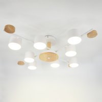Люстра потолочная 8хGX53 Венто Белая+Дерево  745х745х175мм General