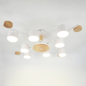 Люстра потолочная 8хGX53 Венто Белая+Дерево  745х745х175мм General