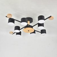 Люстра потолочная 8хGX53 Венто Черная+Дерево 745х745х175мм General