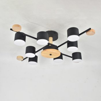 Люстра потолочная 8хGX53 Венто Черная+Дерево 745х745х175мм General