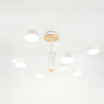 Люстра потолочная  8хGX53 Элизиум Белая+Дерево 600х665мм General