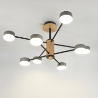 Люстра потолочная  8хGX53 Элизиум Серая+Дерево 600х665мм General