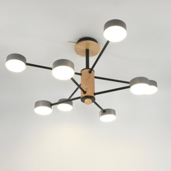 Люстра потолочная  8хGX53 Элизиум Серая+Дерево 600х665мм General