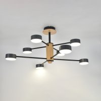 Люстра потолочная  8хGX53 Элизиум Черная+Дерево 700х665мм General