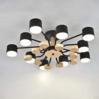 Люстра потолочный 10хGX53 Альберо Черная+Дерево 690х205мм General