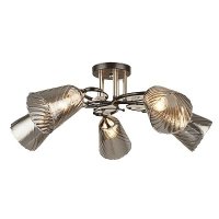 Люстра эконом 5хE27 ЭкономСвет 12217/5BK+FGD GR черный/золото / серый