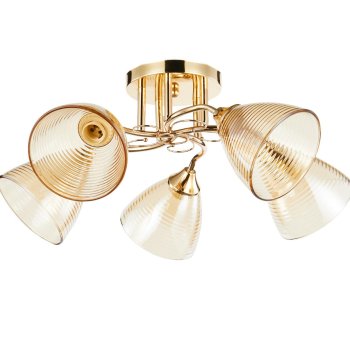 Светильник потолочный  5хE27 ЭкономСвет 13211/5FGD AMB_2 золото/янтарный