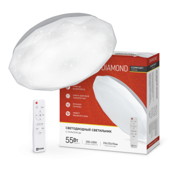 Светильник диодный InHome COMFORT  55Вт DIAMOND 3000-6500К 4400Лм 330x80мм IP40 пульт (3)