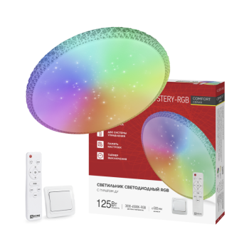 Светильник диодный COMFORT 125Вт MYSTERY-RGB КРУГ 3000-6500K 10000Лм 500x80мм пульт (3)