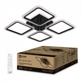 Светильник диодный InHome ELEGANT  60Вт ARIS-B 3000-6500K 4700Лм 450х450х75мм пульт черный (1)