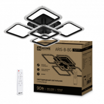 Светильник светодиодный ELEGANT ARIS-B-ВG 90Вт 230В 3000-4000-6500K 7000Лм 600х600х110мм ПУ черный I