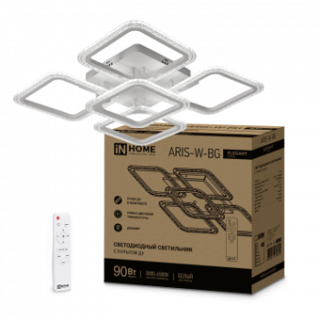 Светильник диодный InHome ELEGANT  90Вт ARIS-W-BG 3000-6500K 7000Лм 600х600х110мм пульт белый (1)