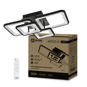 Светильник диод Inhome ELEGANT  90Вт ARISTO-B 3000-6500K 7000Лм 535х370х151мм пульт ДУ черный