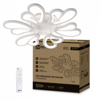 Светильник диодный InHome ELEGANT 120Вт IRIS 3000-6500K 8400Лм 607х535х85мм пульт белый (5)