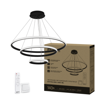 Светильник диодный InHome ESTETIKA 140Вт RING-140RC-3BL 3000-6500K 8400Лм 600x400x200мм подвес 1.2м пульт черный
