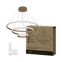 Светильник диодный InHome ESTETIKA 140Вт RING-140RC-3GL 3000-6500K 8400Лм 600x400x200мм подвес 1.2м пульт золото