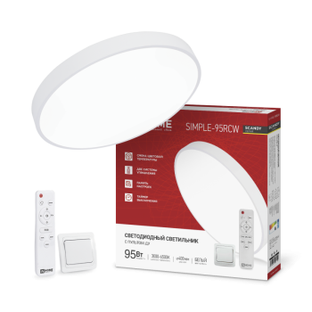 Светильник диодный InHome SCANDY  95Вт SIMPLE-RCW 3000-6500K 7600Лм 400x50мм пульт белый