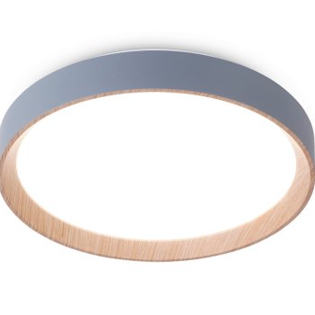 Светильник диодный 60Вт Ambrella FZ1322 GR/LWD серый/светлое дерево 3000-6400К 4500Лм D490*80 (ПДУ ИК)