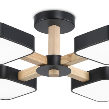 Светильник диодный 72Вт Ambrella FL4880/4 BK/WD черный/дерево 3000-6000K 5760Лм D610*160 (без ПДУ)