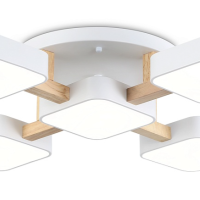 Светильник диодный 90Вт Ambrella FL4881/5 WH/WD белый/дерево 3000-6000K 7200Лм 675*675*110мм (без ПДУ)