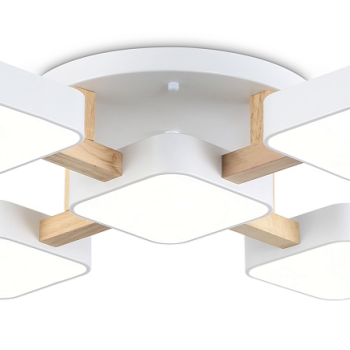 Светильник диодный 90Вт Ambrella FL4881/5 WH/WD белый/дерево 3000-6000K 7200Лм 675*675*110мм (без ПДУ)