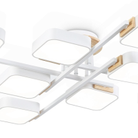 Светильник диодный 144Вт Ambrella FL4888/8 WH/WD белый/дерево 3000-6000K 11520Лм 960*960*160мм (без ПДУ)