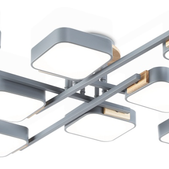 Светильник диодный 144Вт Ambrella FL4889/8 GR/WD серый/дерево 3000-6000K 11520Лм 960*960*160мм (без ПДУ)