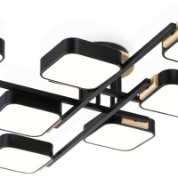 Светильник диодный 144Вт Ambrella FL4890/8 BK/WD черный/дерево 3000-6000K 11520Лм 960*960*160мм (без ПДУ)