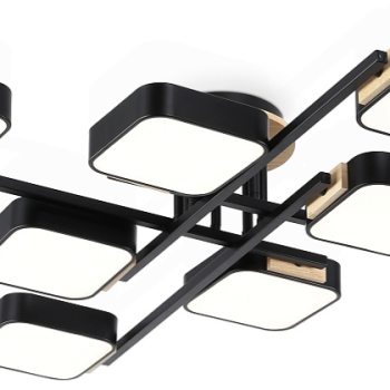 Светильник диодный 144Вт Ambrella FL4890/8 BK/WD черный/дерево 3000-6000K 11520Лм 960*960*160мм (без ПДУ)