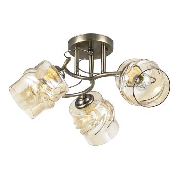 Люстра классическая 3xE27 ЭкономСвет 12151/3AB AMB античная бронза/янтарный