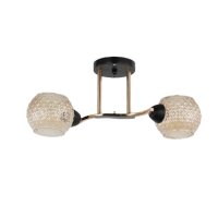 Люстра Модерн 2хE27 ЭкономСвет 12208/2BK+FGD AMB черный/золото / янтарный