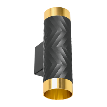 Светильник настенный 2хGU10 IP20 чёрный/золото LINEA D55x170мм Wolta (1)