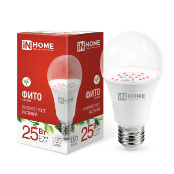 Лампа фито Е27 25Вт A65 для рассады Inhome сине-красный (10)