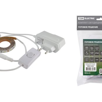 Лента диодная 12В IP20  4.8Вт/м 6000К 2835 60LED/м 1м TDM комплект (5)