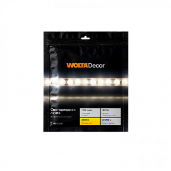 Светодиодная лента WOLTA Decor WLS2835-12W/3000/12H120-01 SMD2835 12Вт 3000К 12В IP20 120led/m 1/100