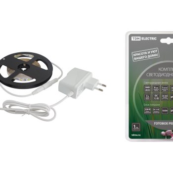 Лента диодная 12В IP65  4.8Вт/м 6000К 2835 60LED/м 3м TDM комплект