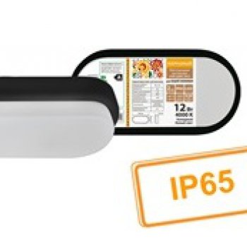 Светильник диодный герметичный ДПП2802 12Вт 200х100х46мм овал 4000К IP65 990Лм TDM чёрный (20)