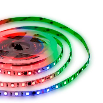 Лента диодная 24В IP20 14.4Вт/м RGB 5050 адресные 60LED/м 700Лм/м 5м Apeyron 10мм (белый) комплект