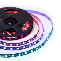 Лента диодная 24В IP20 14.4Вт/м RGB 5050 адресные 60LED/м 700Лм/м 5м Apeyron 10мм (чёрный) комплект