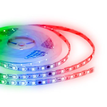 Лента диодная 24В IP65 14.4Вт/м RGB 5050 адресные 60LED/м 700Лм/м 5м Apeyron 10мм (белый) комплект
