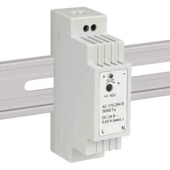 Блок питания на DIN рейку 24В  15Вт IP20 25х93х56мм 0,63А пластик белый Apeyron