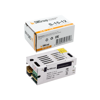 Драйвер 12В 15Вт IP20 1.2A 70x40x30мм SWG (20)