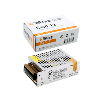 Драйвер 12В 60Вт IP20 5A 110x78x36мм SWG (100)