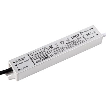 Драйвер 12В  20Вт IP67 163х30х20мм General