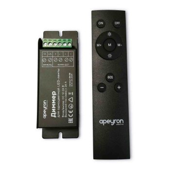 Диммер 12/24В 24А 288/576Вт IP20 117х42х24мм Apeyron пульт