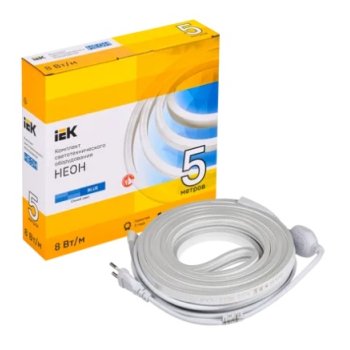 Комплект неон 220В IP65 8Вт/м синий 2835 120LED/м  5м драйвер IEK (20)